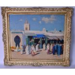 ARTHUR BATEMAN (1883-1970), framed oil on canvas, signed & dated '67, figures in a busy market. 50