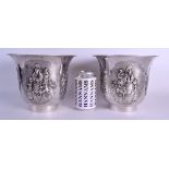 A FINE LARGE PAIR OF 19TH CENTURY CHINESE EXPORT SILVER WINE COOLERS Qing, bearing Beijing Bao