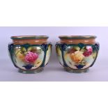 A GOOD PAIR OF 19TH CENTURY ROYAL WORCESTER PORCELAIN BOWLS painted with rose buds by C Tisdale.