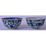 A CHINESE MING STYLE BLUE AND WHITE PORCELAIN BOWL, together with another bowl. Largest 13 cm wide.