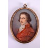 A GOOD EARLY 19TH CENTURY EUROPEAN PAINTED IVORY PORTRAIT MINIATURE by Jacques Marie Legros, painted