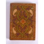 A 19TH CENTURY INDIAN KASHMIR PAPIER MACHE CARD CASE decorated with foliage and motifs. 6.5 cm x 9.5