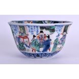 A 19TH CENTURY CHINESE WUCAI OCTAGONAL PORCELAIN BOWL bearing Kangxi marks to base, painted with