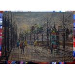 FRENCH SCHOOL (20th century), unframed impressionist oil on canvas, signed Melodia, figures in a