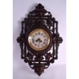 A LARGE 19TH CENTURY BAVARIAN BLACK FOREST HANGING WALL CLOCK with unusual marble dial embellished