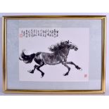 A CHINESE REPUBLICAN PERIOD INKWORK PAINTING depicting a roaming horse under calligraphy. Image 30