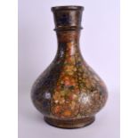 AN EARLY 20TH CENTURY PERSIAN PAINTED AND LACQUERED VASE decorated with foliage and vines. 26 cm x
