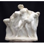 A LARGE ART NOUVEAU BELGIAN CARVED MARBLE FIGURAL GROUP by Joseph Witterwulghe (1883-1967), formed