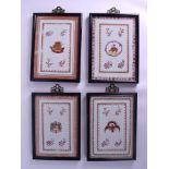 A SET OF FOUR LATE 19TH CENTURY FRENCH SAMSONS OF PARIS PORCELAIN PANELS Chinese Export style.