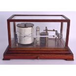 AN ANTIQUE OAK CASED BAROGRAPH. 35 cm x 21 cm.