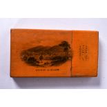A VICTORIAN MAUCHLINWARE WOODEN CARD CASE, decorated with "The Bridge of Allan". 9.5 cm x 5 cm.