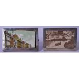 A PAIR OF ANTIQUE SILVER PICTURE FRAMES, "S & M", Birmingham marks. 8 cm x 5.5 cm.