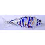 A LARGE MURANO GLASS FISH SCULPTURE, decorated with waves of colour. 52 cm wide.