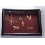 A LATE 19TH CENTURY JAPANESE MEIJI PERIOD SHIBAYMA IVORY ONLAID PANEL depicting birds amongst