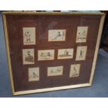 INDIAN SCHOOL, framed set of ten watercolours, depicting figures in various pursuits. 56 cm x 60