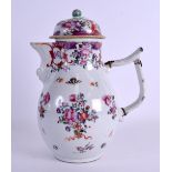 A LARGE 18TH CENTURY CHINESE EXPORT PORCELAIN JUG AND COVER Qianlong, painted with floral sprays. 24