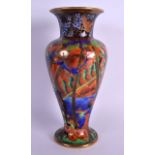 A RARE WEDGWOOD FAIRYLAND LUSTRE PORCELAIN VASE by Daisy Makeig Jones, painted with bats and green
