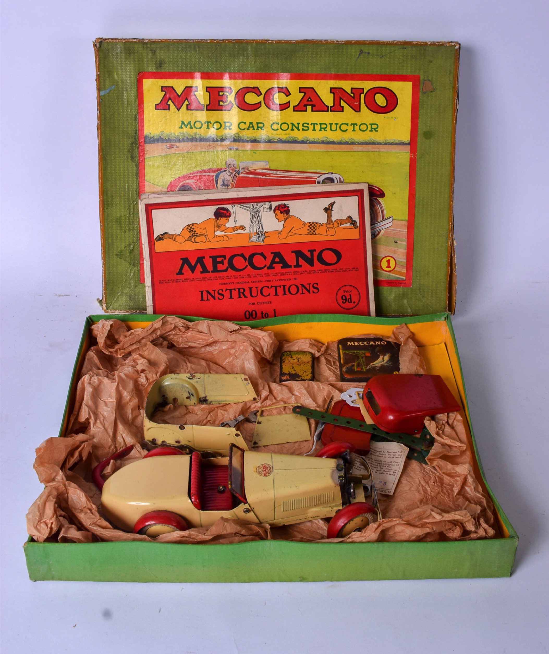A RARE MECCANO MOTOR CAR CONSTRUCTOR KIT, contained within original box.