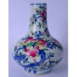 A LARGE 20TH CENTURY CHINESE PORCELAIN VASE BEARING QIANLONG MARKS, painted with a flowering