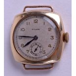 A VINTAGE 9CT GOLD ROLEX WATCH DIAL AND MOVEMENT with silvered dial and gold numerals. 18.9 grams.