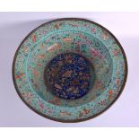 A VERY LARGE 18TH CENTURY CHINESE CANTON ENAMEL WASH BASIN Qianlong, decorated with flowers and
