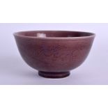 A CHINESE AUBERGINE GLAZED BOWL guangxu possibly of the period. 10 cm diameter.