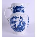 AN 18TH CENTURY CAUGHLEY MASK HEAD JUG printed with the fisherman pattern. 18 cm high.