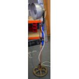 A VINTAGE DUO-RAY FLOOR STANDING ADJUSTABLE LAMP, with galvanised domed shade on a cast iron base.