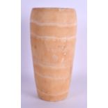 AN EGYPTIAN CARVED ALABASTER CANOPIC CARVED JAR incised with hieroglyphics. 24 cm high.