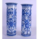 A PAIR OF 19TH CENTURY CHINESE BLUE AND WHITE PORCELAIN VASES bearing Kangxi marks to base,