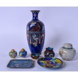 A GROUP OF CHINESE AND JAPANESE CLOISONNE, including a vase, pin tray, jar etc. (8)