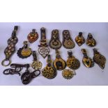 A GOOD COLLECTION OF ANTIQUE HORSE BRASSES AND OTHER ARTICLES, including a "Merit Badge" by the R.