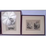 JAMES DUFFIELD HARDING (1797-1863), framed pair lithographs on grey paper, English landscape