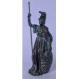 AN EARLY 20TH CENTURY BRONZE STATUE IN THE FORM OF BRITANNIA, modelled standing with spear in hand