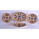 AN EARLY 19TH CENTURY WEDGWOOD IMARI OVAL DISH together with a pair of plates & a smaller dish.