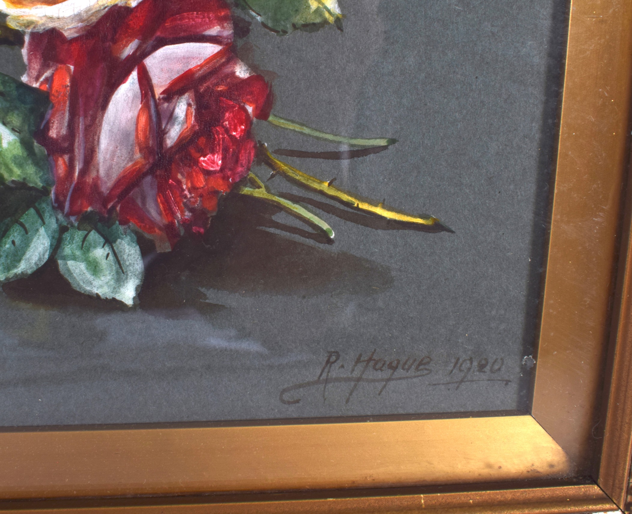 RUBEN HAGUE, framed watercolour, signed and dated 1920, still life flowers. 19 cm x 26 cm. - Image 3 of 4