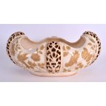 AN EARLY 20TH CENTURY HUNGARIAN FISCHER BUDAPEST RETICULATED BOWL Zsolnay style, highlighted with