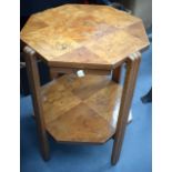 A STYLISH ART DECO TWO TIER WALNUT TABLE. 50 cm x 38 cm.