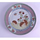 A CHINESE FAMILLE ROSE PORCELAIN PLATE 20th Century, painted with three game birds within a