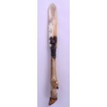 A LATE 19TH CONTINENTAL SILVER ANTLER HOOF AND MOTHER OF PEARL PAPER KNIFE. 27 cm long.