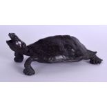 A LOVELY 19TH CENTURY JAPANESE MEIJI PERIOD BRONZE OKIMONO modelled as a howling tortoise in a