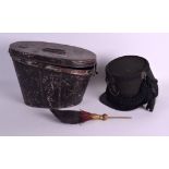 A CASED W CATER & CO OF LONDON MILITARY HELMET possibly Scottish, within a tin, the front