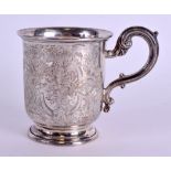 AN ENGRAVED SILVER CHRISTENING MUG. Sheffield 1922. 4.1 oz. 7.5 cm high.