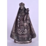 AN 18TH CENTURY CONTINENTAL SILVER FIGURE OF A STANDING SAINT possibly Russian, modelled holding a