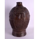A LARGE AND RARE 17TH/18TH CENTURY GERMAN STONEWARE VESSEL decorated in relief with figures and