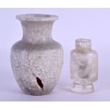 A 17TH/18TH CENTURY CENTRAL ASIAN CARVED ROCK CRYSTAL SCENT BOTTLE together with another early stone