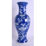 A LARGE 19TH CENTURY CHINESE BLUE AND WHITE VASE bearing Kangxi marks to base, painted