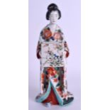AN 18TH CENTURY JAPANESE EDO PERIOD IMARI KUTANI FIGURE OF A FEMALE C1720 painted with floral