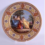 A GOOD 19TH CENTURY VIENNA PORCELAIN CABINET PLATE painted with three classical females within a