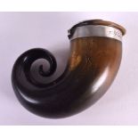 AN EARLY 19TH CENTURY SILVER AND HORN SNUFF MULL engraved Alex Raffen. 7 cm x 8.5 cm.